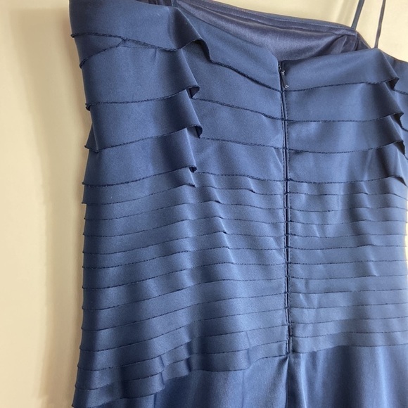 JS Collections Tiered Bandage Satin Fit Flare Spaghetti Strap Midi Dress - Picture 15 of 16